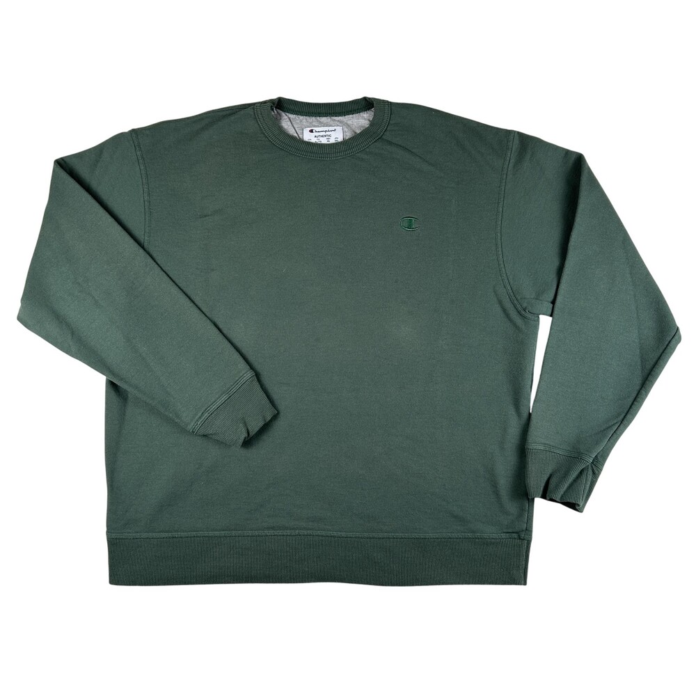 Champion Sweatshirt Mens XL Green Fleece Pullover Crewneck Embroidered C Logo
